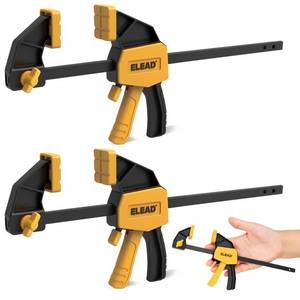 lot 6477 image: 6 Mini Bar Clamps for Woodworking, 2-Piece One-Handed F ClampSpreader, 75LBS Load Limit Wood Clamp, Quick Release Grip Clamps for Table Wood Working, Light-duty Tools