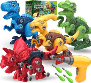 lot 9324 image: Dinosaur Toys for 3, 4, 5, 6, 7 Year Old Boys, Take Apart Toys with Electric Drill for Kids, STEM Educational Construction Building Toy, Ideal Birthday Christmas Easter Gifts, Incl Tyrannosaurus Rex