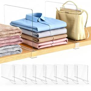 lot 9327 image: Ginbel Direct 8 Pack Closet Shelf Dividers Organizer Purse Clothes Organization Acrylic Clear Tall Divider Separators for Wood Wire Thick Shelves Kitchen Office Bookshelf Storage Handbags Bag Sweater