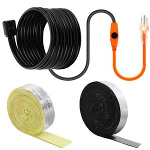lot 9335 image: Vincreem 32 ft Pipe Insulation Foam Tape, 32 ft Foil Electric Pipe Hose Wrap, 6ft Heating Cable Automatic Electric Heat Kit Built in Thermostat for Outdoor Winter Hot Cold Water Pipe