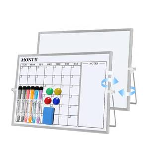 lot 9343 image: Dry Erase White Board, 16 x 12 inches Double-Sided Magnetic Monthly Dry Erase Whiteboard Calendar Planner with Stand, Portable Desktop Calendar Whiteboard for Kitchen, School, Home, Office
