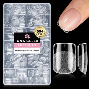 lot 10377 image: UNA GELLA Extra Short Nail Tips 504pcs Square Fake Nails Pre-shape XS Short Square Press on Nails Gel Tips Full Cover Acrylic Nails False Nails for DIY Salon 12 Sizes