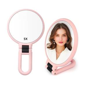 lot 10391 image: Stianiiie 1X 5X Handheld Mirror with Handle for Travel�� Magnifying Mirror, Magnification, Rotation Adjustable Handle, Double Sided Folding, Mirror for Women for Eyes Makeup Travel Table Desk Shaving