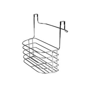 lot 10413 image: Spectrum Duo Over Cabinet Towel Holder and Cabinet Basket Medium for Kitchen Towel Under Sink Storage, Durable Steel Over the Cabinet Door Towel Bar Organizer with No Drill Installation, Chrome