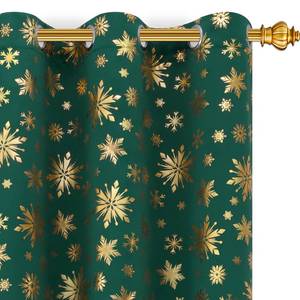 lot 10418 image: FRAMICS Christmas Curtains for Living Room, Gold Snowflake Foil Print Curtains, Blackout Drapes for Bedroom, Green Christmas Curtain 63 Inch Length 2 Panels Set, Grommet Window Curtain for Winter