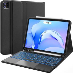 lot 10420 image: CHESONA for iPad Air 11 Inch (M4 2026M3 2025M2 2024)& iPad Pro 11 Inch(1-4 Gen) Case with Keyboard, Multi-Touch Trackpad, 7 Color Backlit, Detachable Keyboard for 10.9 iPad Air 5th4th Gen, Black