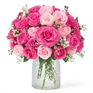 lot 11442 image: Yastouay 4 Bouquets Peonies Artificial Flowers, Mixed Pink Fake Peonies with Large Bloom, Silk Peony Flowers Faux Peony Bouquet for Wedding Centerpieces, Table, Vase & Home Decor
