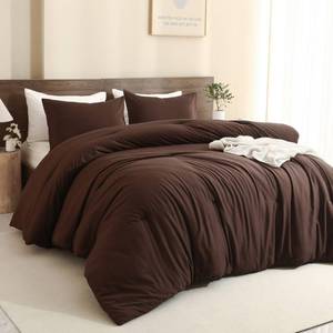 lot 11443 image: Paxrac Earthy Brown Comforter Queen Size, Neutral 3 Pieces Comforter Set, Lightweight Solid Bedding Set, All Seasons Soft Fluffy Queen Comforter Set (90x90In Comforter & 2 Pillowcases)