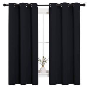 lot 12105 image: NICETOWN Pitch Black Solid Thermal Insulated Grommet Blackout CurtainsDrapes for Bedroom Window (2 Panels, 42 inches Wide by 63 inches Long, Black)