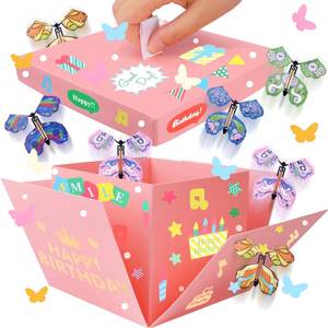 lot 12122 image: Butterfly Explosion Pink Gift Box, DIY Unique Surprise Pop Out, Flying Butterfly Box, Surprise Pink Exploding Gift Box for Valentines Day, Baby Shower Wedding Birthday Party Decor