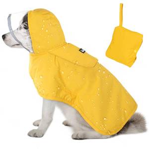 lot 12129 image: Lukovee Dog Raincoat, Adjustable Dog Rain Jacket with Clear Hooded Double Layer for Large Medium Small Dogs Puppies, Waterproof Rain Coat Poncho with Reflective Storage Pocket & Rim (Yellow, L)