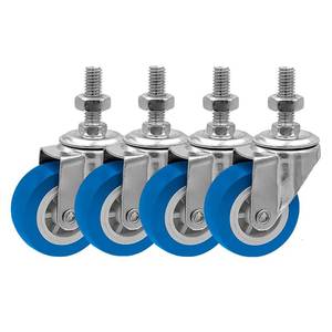 lot 12130 image: FactorDuty 2 Inch Blue Caster Wheel 38-1.2 Threaded Stem Mount Caster Wheel Polyurethane Wheels Premium Non Marking No Noise 65LB Per Wheel (Pack of 4)