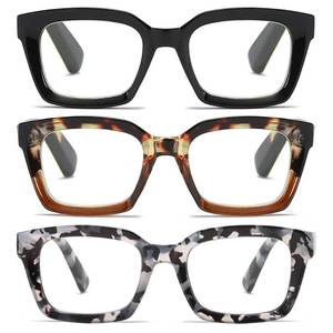 lot 12153 image: ZXYOO 3 Pack Oversize Square Design Reading Glasses for Women, Blue Light Blocking Computer Reader1.00