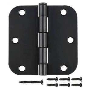lot 12160 image: 6 Pack Matte Black Interior Door Hinges Round 3.5 x 3.5 Inch 58 Radius Heavy-Duty Mat Hinge for Doors Standard Bedroom Work Office Door Hardware Removable Pin,Farm,Shed,Gate,Greenhouse Vent Window