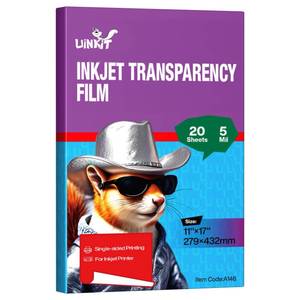 lot 12162 image: Uinkit 11x17 Transparency Film Inkjet Dye Inks 20 Sheets OHP Overhead Projector Acetate Sheets for Crafts Inkjet Printer Clear Transparent Paper