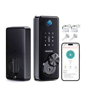 lot 12163 image: Proscenic L60 Smart Lock Zinc Alloy IPX5 Weatherproof Fingerprint Keyless Entry Door Locks for Front Door, Electronic Digital Deadbolt with App Control, Keypad Code, 2 Keys & Fobs, 1-Year Battery
