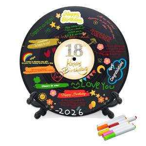 lot 12164 image: Vinyl Record Sweet 18 Birthday Decorations 11.6X11.6, 18th birthday decorations Party Favor Sign Poster, 18th Birthday Guest Book Alternative, Great Sweet 18 Gifts for Girls or Boys (18 Years Old)