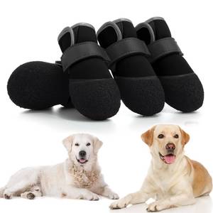 lot 12187 image: DOGOYS Dog Shoes, Outdoor Dog Boots Non-Slip Waterproof Dog Booties for Medium to Large Dogs 4Pcs for Winter Snowy Day, Summer Hot Pavement with Rugged Sole Black