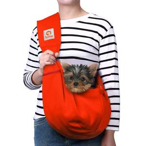 lot 12188 image: Tomkas Small Dog Sling Carrier - Zipper Pocket & Adjustable Strap & Zip Pocket - for 3-10 lbs Pets (Red)
