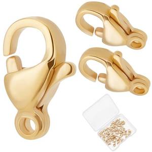 lot 12209 image: Beebeecraft 1 Box 50Pcs Lobster Claw Clasps 24K Gold Plated 304 Stainless Steel Trigger Small Snap Clasp for Bracelet Necklace Jewelry Making 9mm