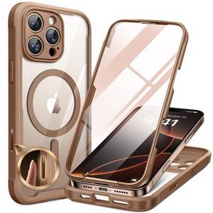 lot 12220 image: Miracase Magnetic for iPhone 16 Pro Case Full-Body Phone with Built-in Glass Screen Protector, Compatible with MagSafe Military Drop Proof 16 Pro Cover Bumper 6.3 inch, Gold Brown