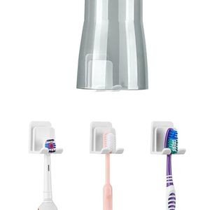 lot 12221 image: 4 PCS Toothbrush Holder Wall Mounted with Cup Holder for Bathroom, Self Adhesive Toothbrush Storage Organizer for Shower, Mini Toothbrush Hanger Rack for Dorm, Cabinet