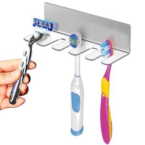 lot 12226 image: Wall Mounted Toothbrush Holder, Stainless Steel Toothbrush Holder with Self-Adhesive No Drilling Toothbrush Organizer, Bathroom Mounted Holder for Toothbrush Head, Washroom Razor Holder