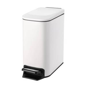 lot 13506 image: Cesun Small Bathroom Trash Can with Lid Soft Close, Step Pedal, 6 Liter  1.6 Gallon Stainless Steel Slim Garbage Can for Bedroom, Diaper Waste Basket with Removable Inner Bucket (White)