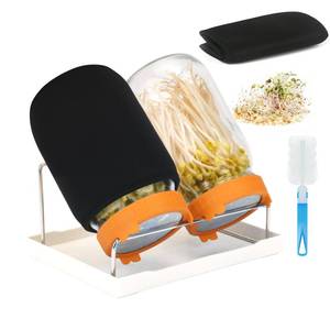 lot 13509 image: Lulonpon Sprouting Kit, 2 Sprouting Jar Kits, Wide Mouth Quart Mason Jars with Stainless Steel Screen Sprout Lids,1000ml Sprouts Growing Kit, Seed Sprouter Set for Growing Broccoli, Bean, Alfalfa