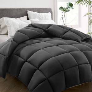 lot 13528 image: HYLEORY Queen Comforter, All Season Down Alternative Duvet Insert, Winter Warm Quilted Bed Comforter with Corner Tabs,Machine Washable, Dark Grey, 88x88 Inch