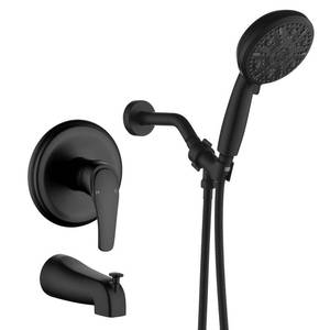lot 13535 image: VIKASI Tub Shower Faucet Set with 10 Spray Handheld Shower Matte Black Shower Head and Handle Set Shower System with Tub Spout 4.7 Inch Shower Handheld Shower Fixtures Tub and Shower Trim Kit