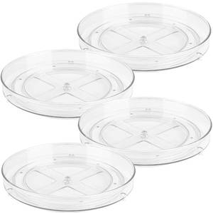 lot 13536 image: Oizeir Clear Lazy Susan Turntable Organizer (Pack of 4) 9 Inch Acrylic Rotating Storage for Cabinet, Pantry, Fridge, Bathroom, and Vanity Countertops