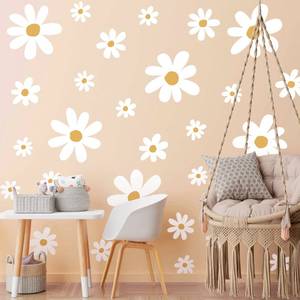 lot 14148 image: TaoBary 12 Sheet Daisy Wall Sticker Decal Removable Cute Daisy Bedroom Room Decor Flower Wall Sticker Pink White Flower Decal Wallpaper Peel and Stick for Nursery Home(White, Yellow,Cute Style)