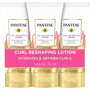 lot 14152 image: Pantene Pro-V Curl Cream Hair Lotion, Moisturizing Curl Defining Cream, Anti Frizz for Wavy or Curly Hair, with Vitamin B5, Pack of 3, 18 oz Total