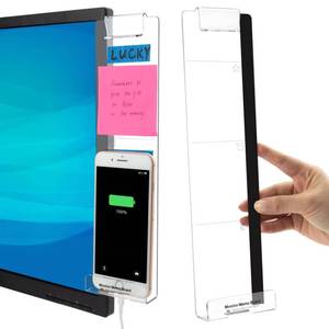 lot 14153 image: Office Desk Accessories 2pcs Computer Monitor Memo Board Multifunction Message Board Transparent Creative Monitor Side Panel with Sticky Note Holder Phone Holder Suitable for Office Home Work Desk