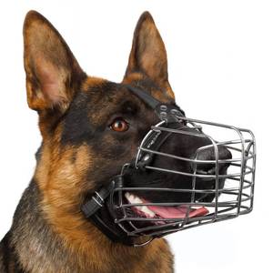 lot 14155 image: BRONZEDOG Wire Dog Muzzle German Shepherd for Medium Large Dogs Adjustable Durable Metal Basket for Biting Chewing Barking (M)