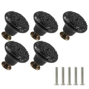 lot 14161 image: Zernmiarder Black Ceramic Knobs 10 Pack Flower Drawer Pulls Vintage Cabinet Knobs - Antique Dresser Pulls with Screws for Closet Drawer Cupboard Cabinet and DIY Home Project