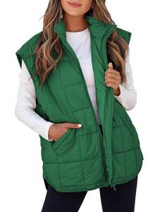 lot 14163 image: EVALESS Womens Puffer Vest Quilted Zip Up Cap Sleeve Jackets Lightweight Fall Teacher Outfits for Women 2025 Fashion Warm Winter Coats With Pockets Dark Green Small