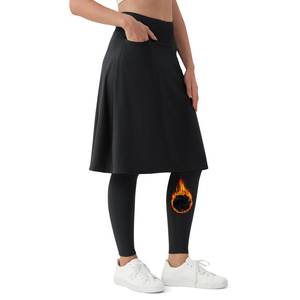 lot 14164 image: beroy Women Skirt with Fleece Full Leggings Modest Athletic Tennis Golf High Waist Skirted Capris Legging with Pockets Black XXXL