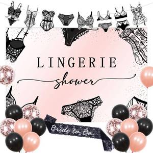 lot 14167 image: Lingerie Party Decorations, Bras and Panties Backdrop Banner Underwear Bridal Shower Backdrop Lace Bride to Be Sash for Women Bachelorette Party Bridal Shower Wedding Party Supplies