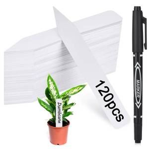 lot 14168 image: Plant Labels 120PCS, Darfukei Outdoor Waterproof Garden Markers, Plastic Nursery Seed Plant Tags with Bonus a Permanent Marking Pen, Gardening Gifts for Women Men��