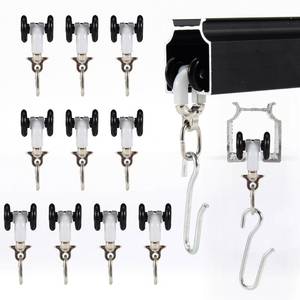 lot 14169 image: Jos & Haz Straight Curtain Track Accessories �� 10 White Track Runners, Smooth-Gliding Aluminum, Plastic & Stainless Steel Curtain Rollers