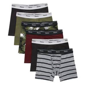 lot 14197 image: Hanes Boys Originals Boxer Briefs Underwear Pack, Olive Palm Print & Assorted, 6-Pack