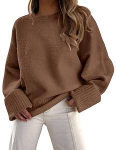 lot 14200 image: PRETTYGARDEN Womens Fall Oversized Sweaters Casual Crewneck Pullover Long Sleeve Fuzzy Chunky Knit Tops Blouse (Brown,Small)
