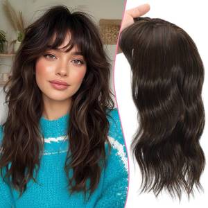 lot 14201 image: TYQ Hair Toppers for Women with Thinning Hair 18 Inch 360° 3D Synthetic Toppers Hair Pieces Curly Wavy Wispy Clip in Bangs(Dark Brown Mixed Chestnut)