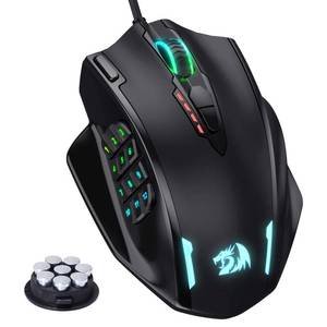 lot 14206 image: Redragon M908 Impact RGB LED MMO Gaming Mouse with 12 Side Buttons, Optical Wired Ergonomic Mouse with Max 12,400DPI, High Precision, 18 Programmable Macro Shortcuts, Comfort Grip