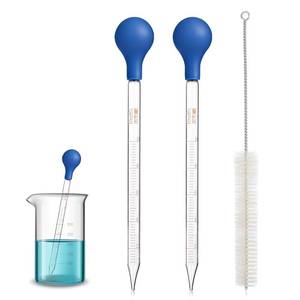 lot 14219 image: SULIKJHUI 2Pcs Glass Pipette, 10ml Graduated Dropper for Oils with Cleaning Brush, 7.87 Inch Glass Liquid Transfer Pipettes for Essential Oil & Lab Use, Blue