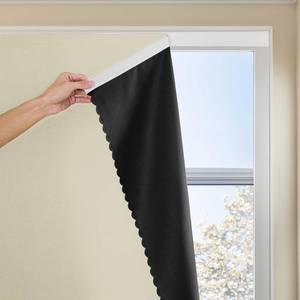 lot 14224 image: JILRON Adhesive Curtain 100% Blackout No-Drill Easy Install for Bedroom Blinds Light Blocking (Beige-35 W x 70 L-1P)