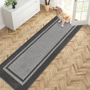 lot 15622 image: PURRUGS Dirt Trapping Door Mat 24 x 84, Non-Slip Machine Washable Entryway Rug, Entrance Mat, Indoor Front Door Mat, Super Absorbent Entry Rug for Muddy Shoes & Paws, Light Grey & Dark Grey