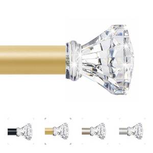 lot 15626 image: TVWOO Gold Decorative Crystal Curtain Rods 18 to 45 InchHeavy Duty Adjustable Window Curtains Rods for Living Room Bedroom,Brass Gold Modern Girly Acrylic Drapery Rod with Clear Bling Diamond Finial